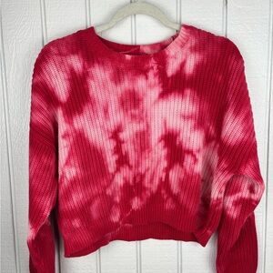 Freshman 1996 Women’s Small Red and Pink Tye Dye Knit Sweater 100% Cotton